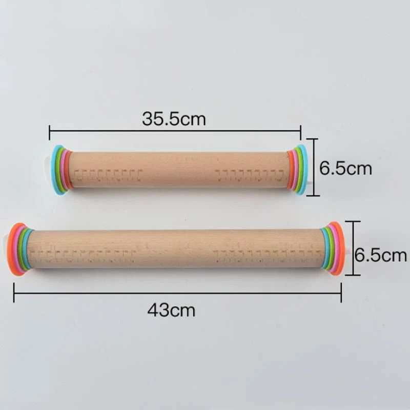 Rouleau à pâtisserie réglable en bois avec anneaux interchangeables