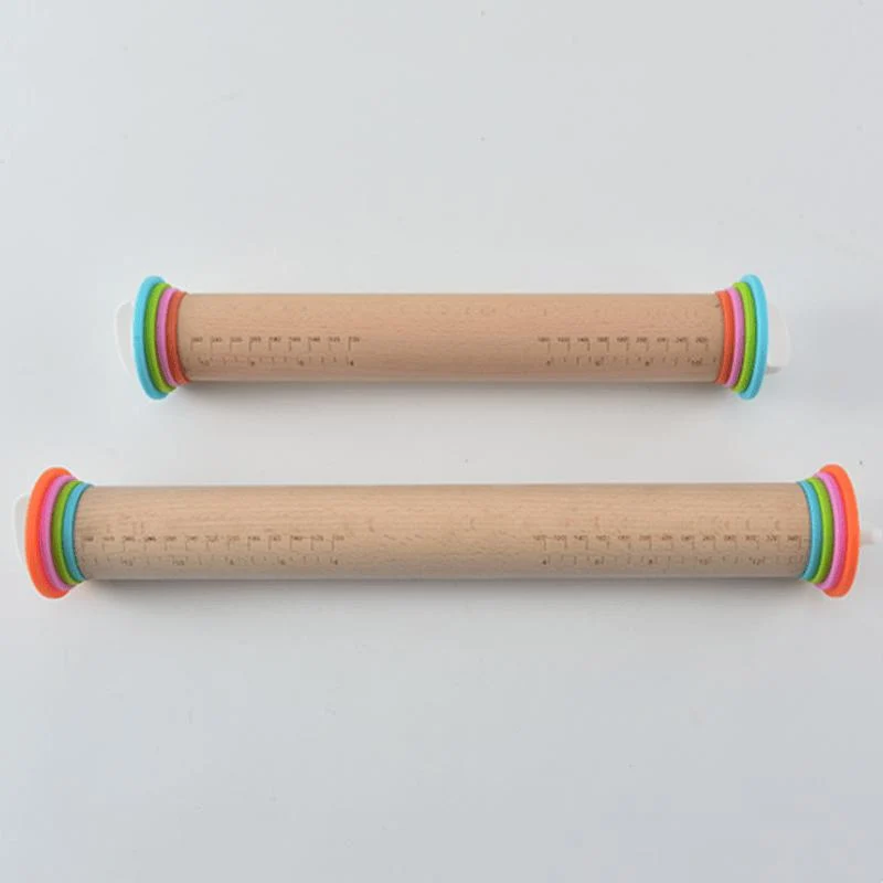 Rouleau à pâtisserie réglable en bois avec anneaux interchangeables