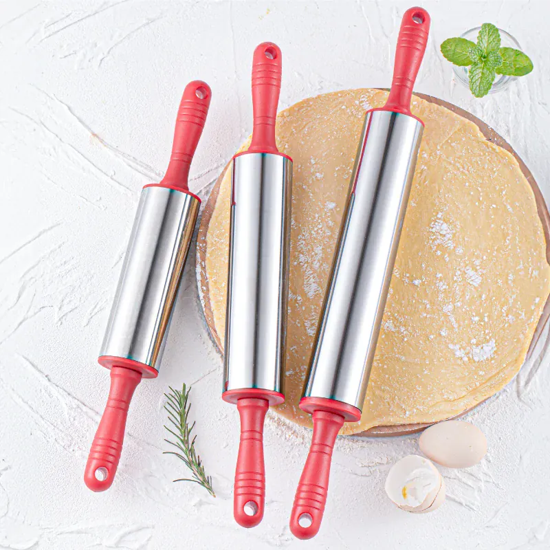 Rouleau à pâtisserie en acier inoxydable pour biscuits et tartes