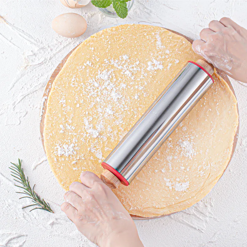 Rouleau à pâtisserie en acier inoxydable pour biscuits et tartes
