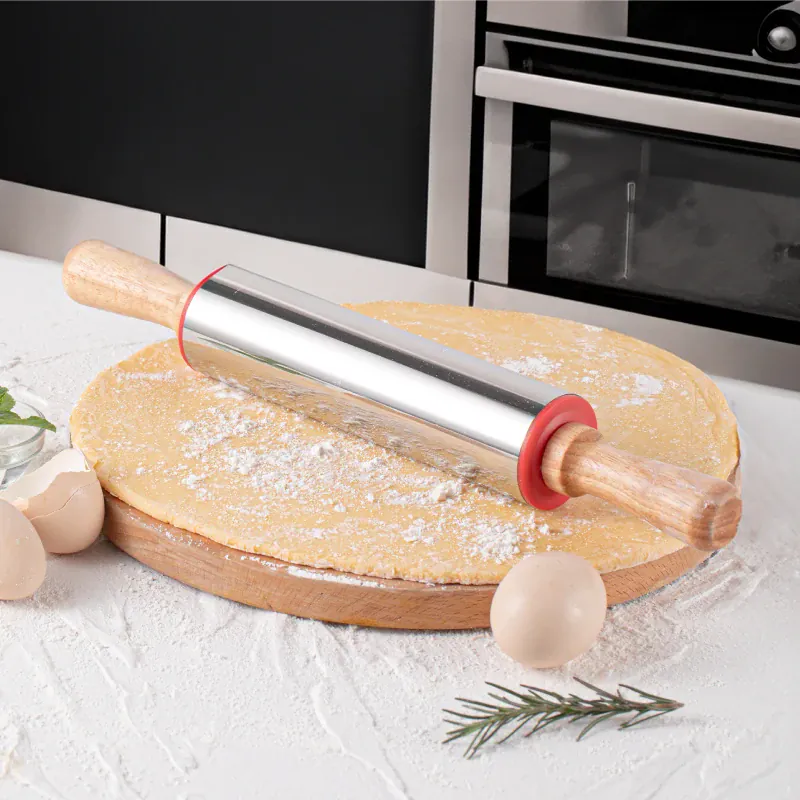 Rouleau à pâtisserie en acier inoxydable pour biscuits et tartes