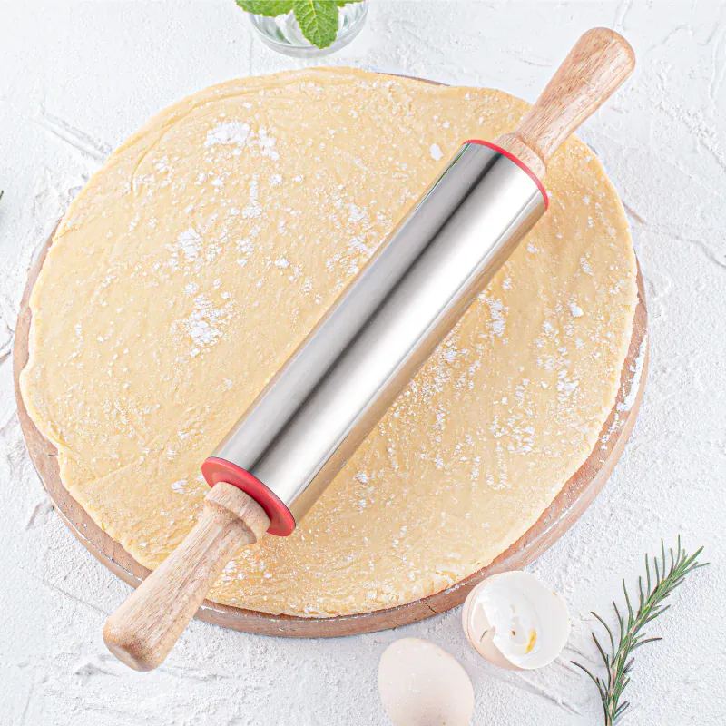 Rouleau à pâtisserie en acier inoxydable pour biscuits et tartes