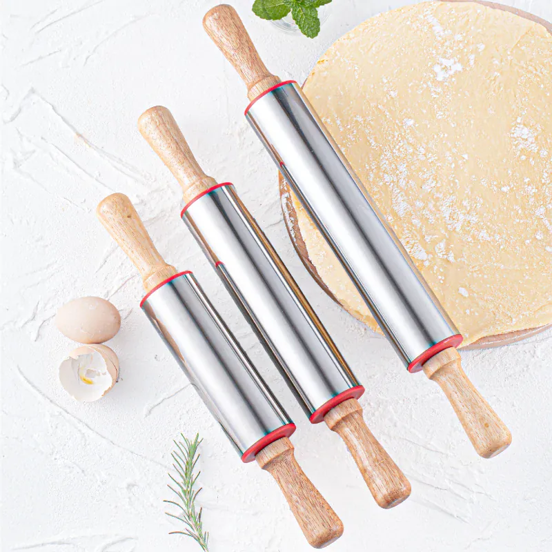Rouleau à pâtisserie en acier inoxydable pour biscuits et tartes