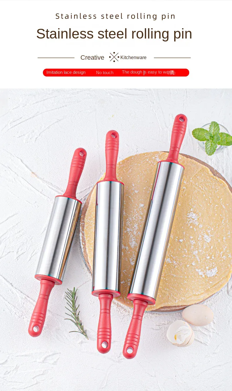 Rouleau à pâtisserie en acier inoxydable pour biscuits et tartes