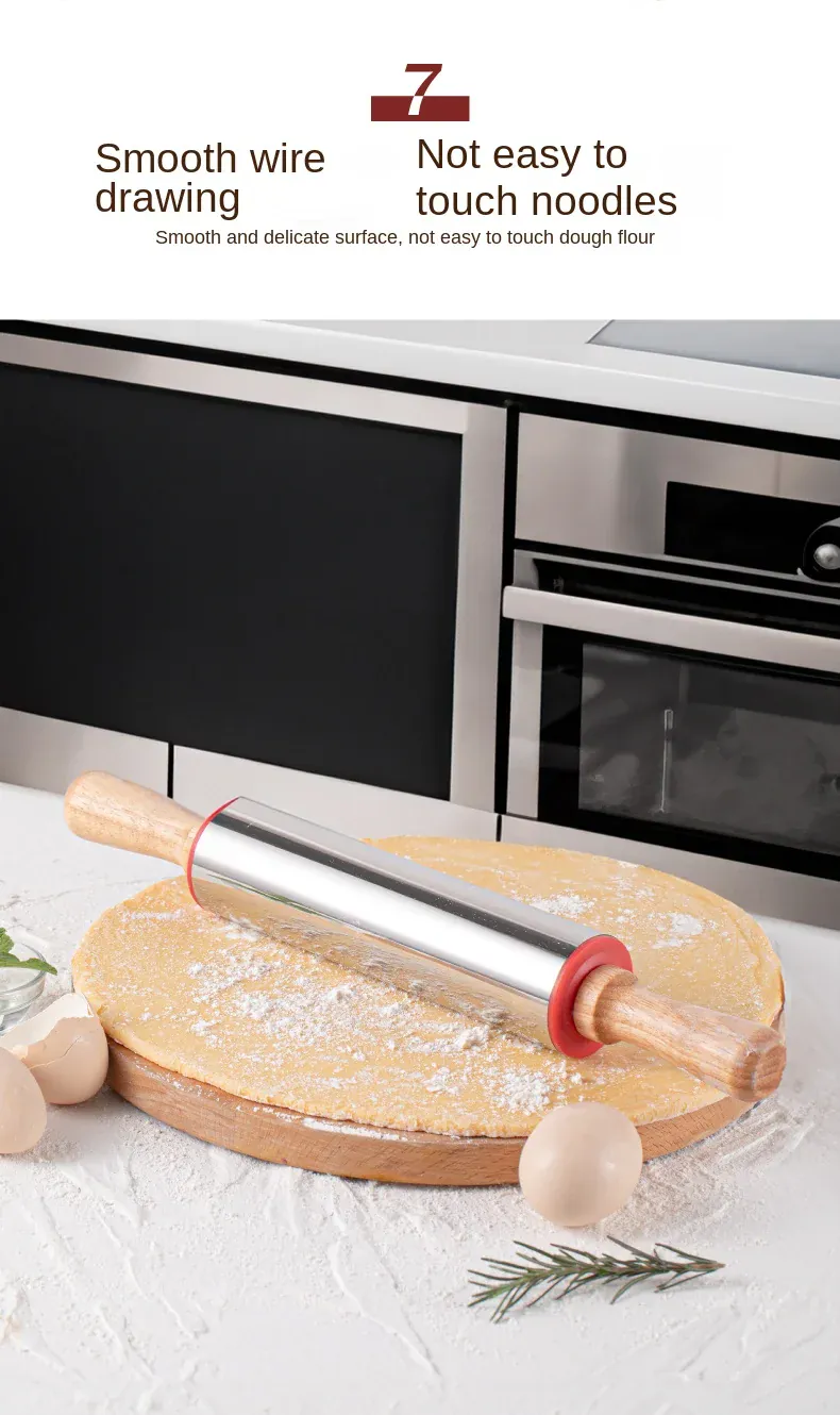 Rouleau à pâtisserie en acier inoxydable pour biscuits et tartes