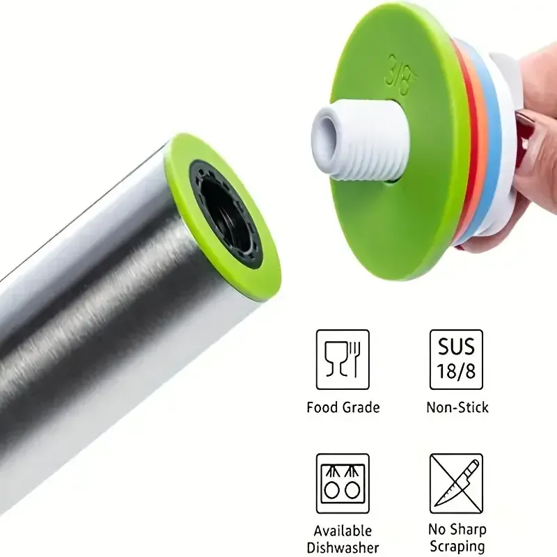Rouleau à pâtisserie en acier inoxydable ajustable avec marqueurs de mesure
