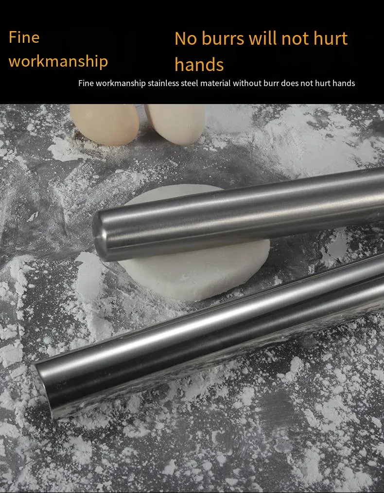 Rouleau à pâtisserie en acier inoxydable de 40 cm - Résistant et facile à nettoyer