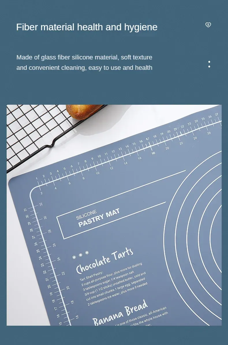 Rouleau à pâtisserie en silicone avec tapis de cuisson anti-adhésif - Idéal pour pâtes pizzas et biscuits