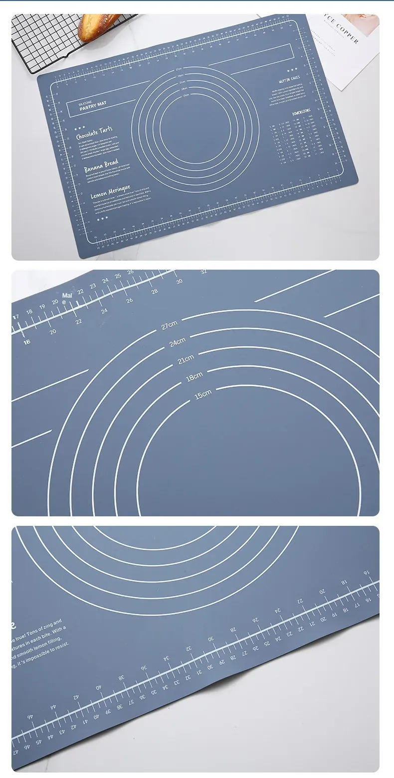 Rouleau à pâtisserie en silicone avec tapis de cuisson anti-adhésif - Idéal pour pâtes pizzas et biscuits