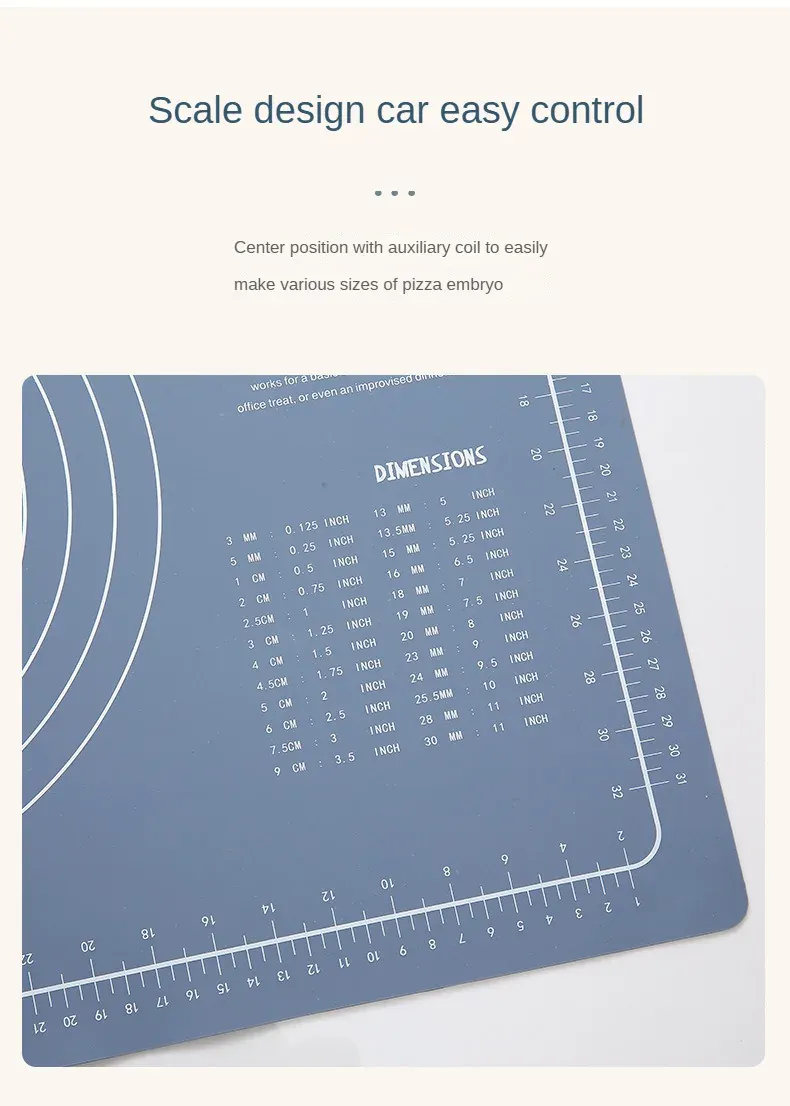 Rouleau à pâtisserie en silicone avec tapis de cuisson anti-adhésif - Idéal pour pâtes pizzas et biscuits