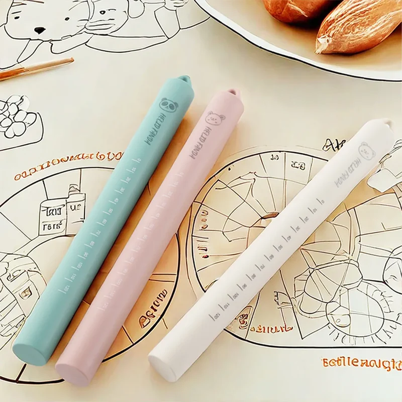 Rouleau à pâtisserie en silicone anti-adhérent avec noyau en acier inoxydable - Outil de cuisson multifonctionnel