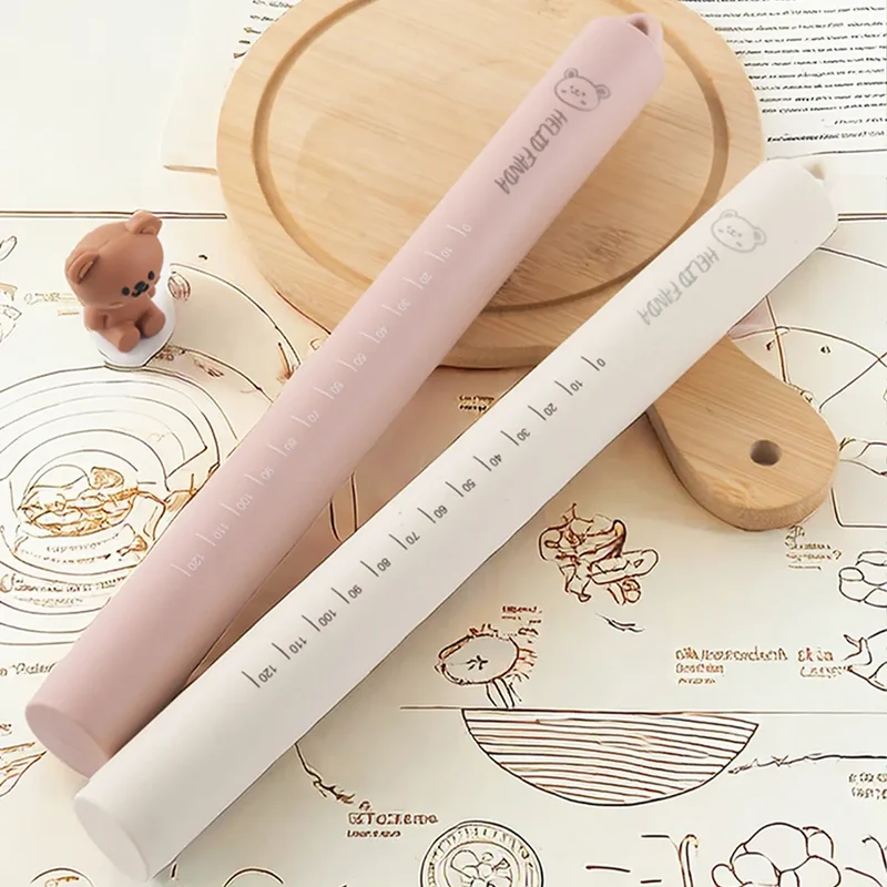 Rouleau à pâtisserie en silicone anti-adhérent avec noyau en acier inoxydable - Outil de cuisson multifonctionnel
