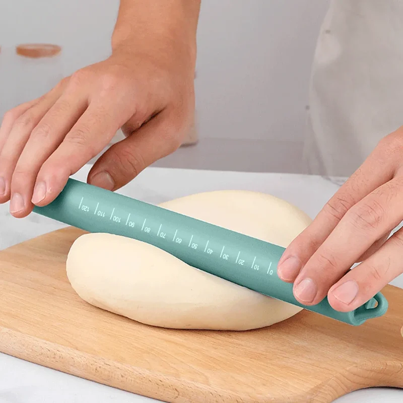 Rouleau à pâtisserie en silicone anti-adhérent avec noyau en acier inoxydable - Outil de cuisson multifonctionnel