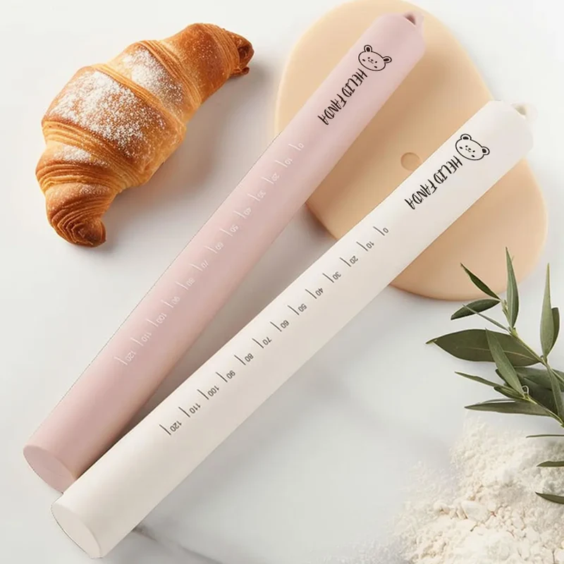 Rouleau à pâtisserie en silicone anti-adhérent avec noyau en acier inoxydable - Outil de cuisson multifonctionnel
