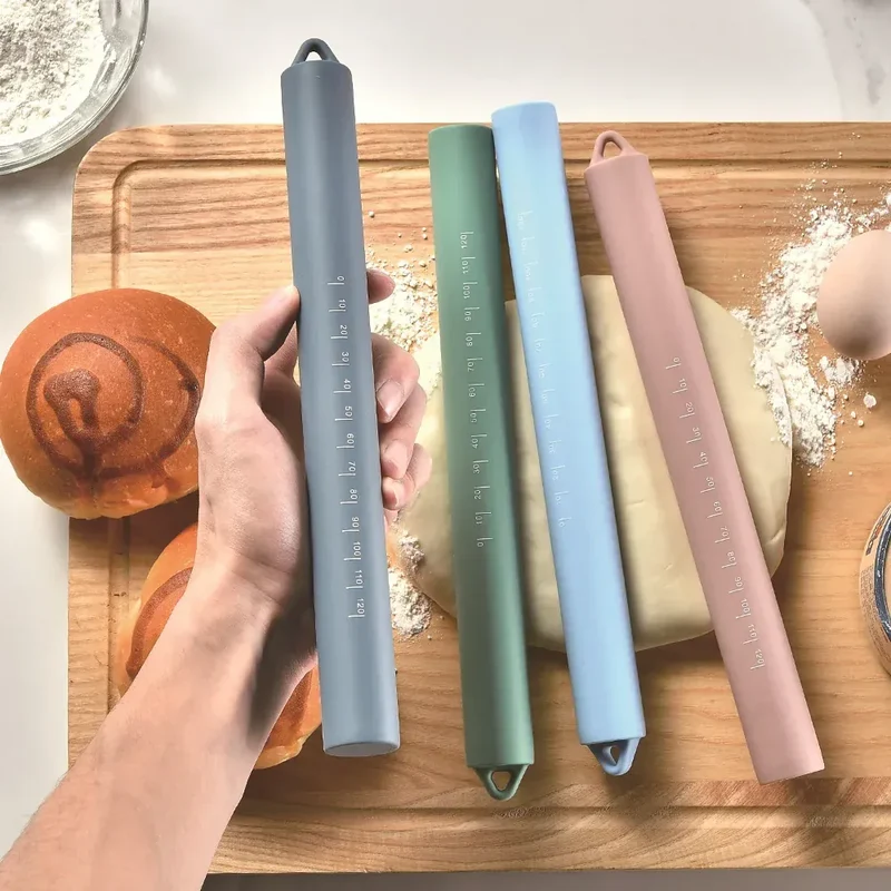 Rouleau à pâtisserie en silicone de 26 cm avec graduation - Outil de cuisson pour pâte et biscuits