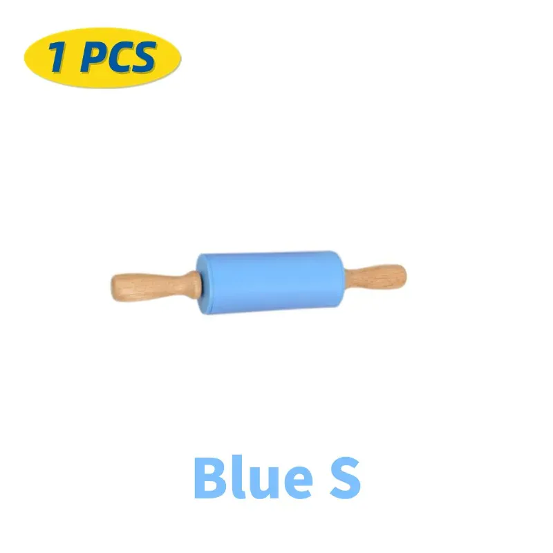 Rouleau à pâtisserie en silicone non-adhérent avec poignées en bois - Set de 14 pièces