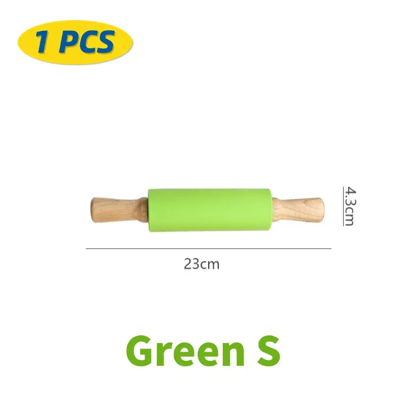 Rouleau à pâtisserie en silicone non-adhérent avec poignées en bois - Set de 14 pièces