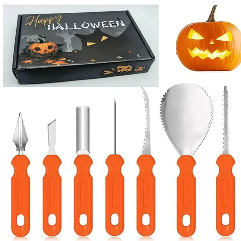 Kit de Sculptage de Citrouilles - Couteaux À Dentures Professionnels