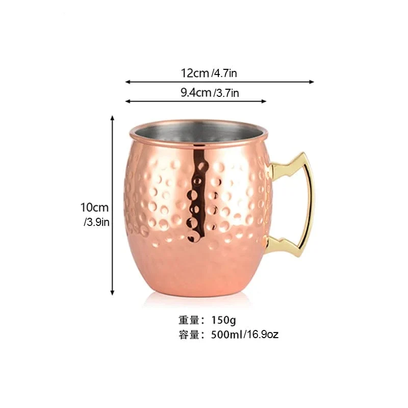 Mug Moscow Mule Martelé Inox Finition Cuivre – À l'Unité ou Lot de 4
