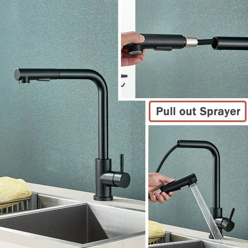 Robinet de Cuisine à Douchette Extractible 2 Jets – Mitigeur Inox 304