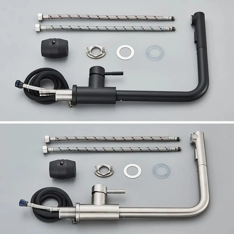 Robinet de Cuisine à Douchette Extractible 2 Jets – Mitigeur Inox 304