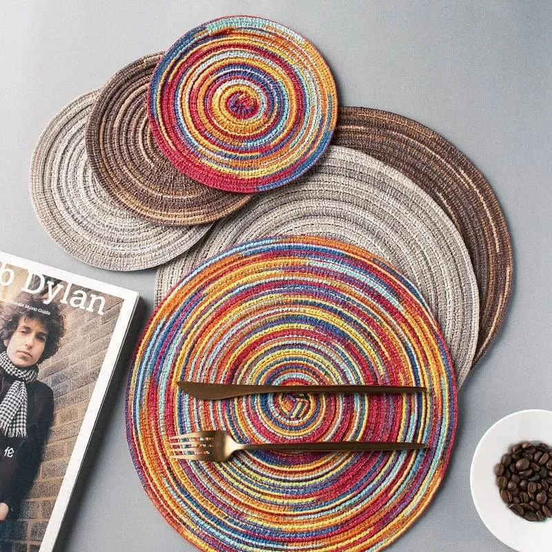 Napperon Rond Tissé en Ramie — Set de Table Lavable, 11 à 38 cm