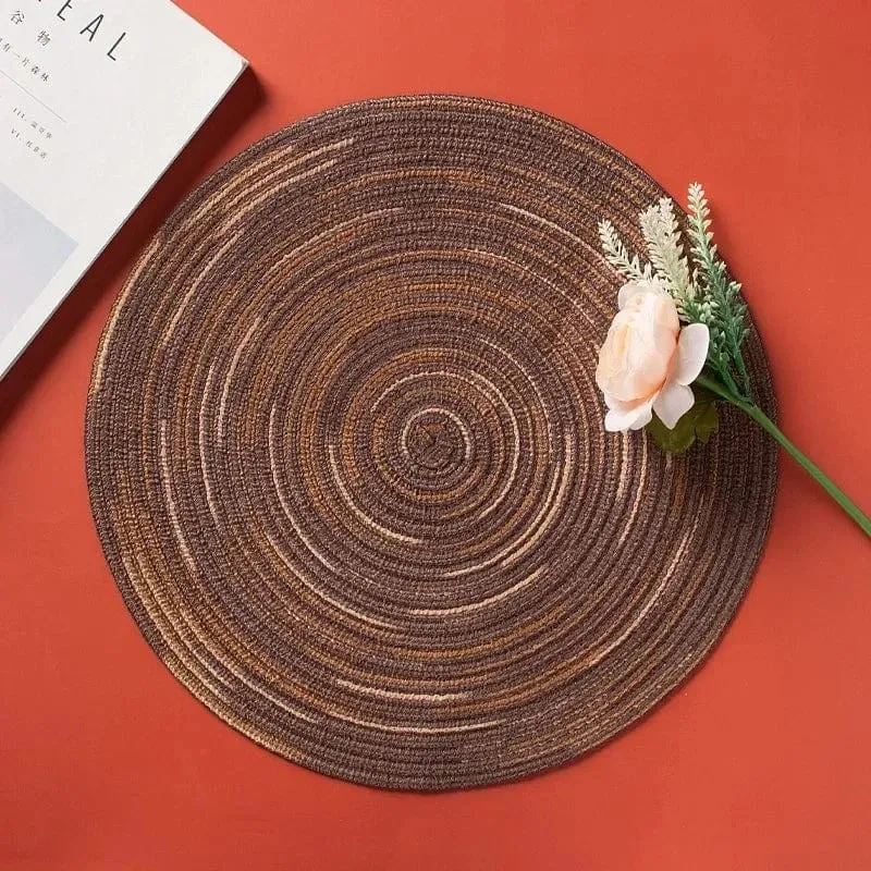Napperon Rond Tissé en Ramie — Set de Table Lavable, 11 à 38 cm