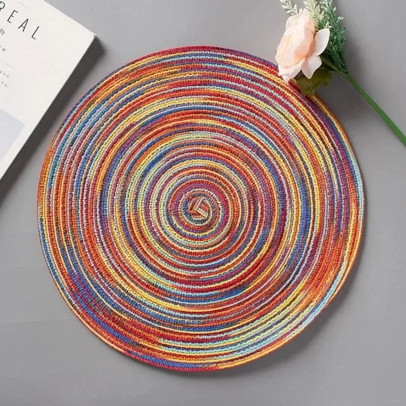 Napperon Rond Tissé en Ramie — Set de Table Lavable, 11 à 38 cm