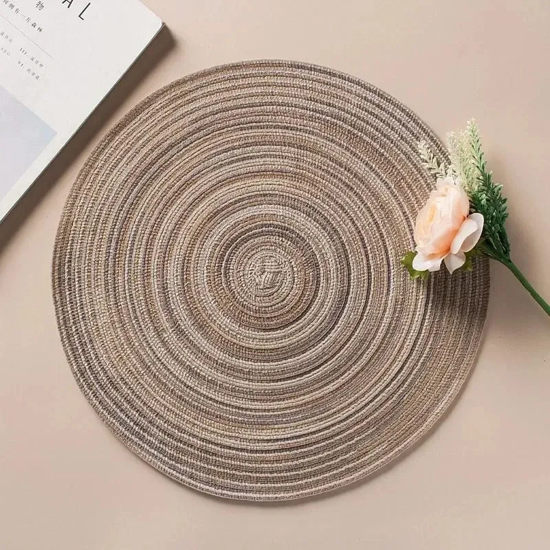 Napperon Rond Tissé en Ramie — Set de Table Lavable, 11 à 38 cm