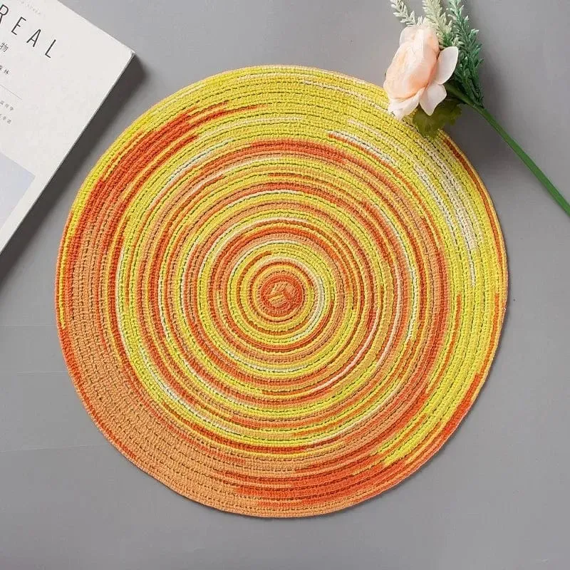 Napperon Rond Tissé en Ramie — Set de Table Lavable, 11 à 38 cm