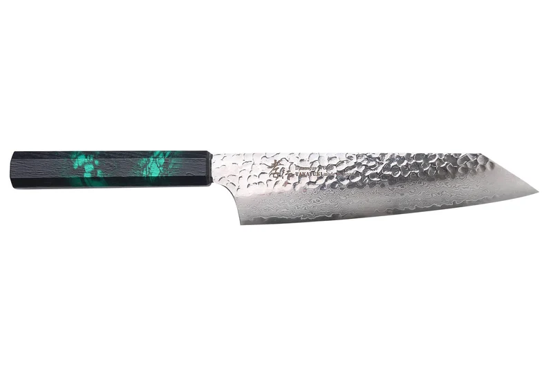 Couteau kiritsuke japonais 19cm Sakai Takayuki Nanairo Green Damas VG10