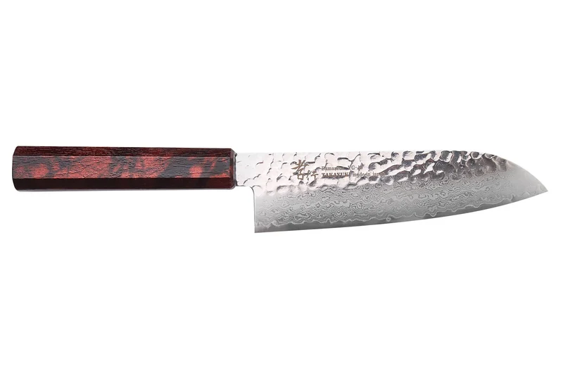 Couteau santoku japonais 17cm Sakai Takayuki Nanairo Wine Damas VG10