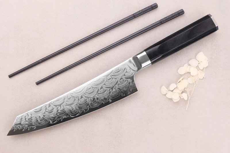 Couteau kengata chef 19cm japonais Sakai Takayuki Grand Chef Seigaiha Damas 45 couches