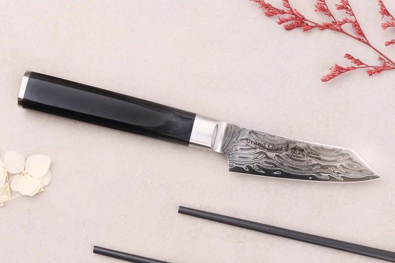 Couteau kengata office 8cm japonais Sakai Takayuki Grand Chef Seigaiha Damas 45 couches