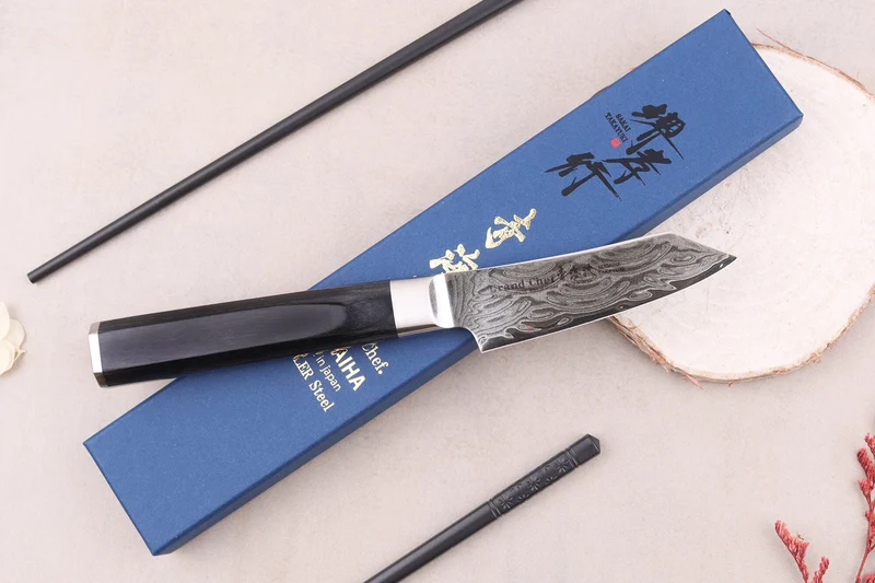 Couteau kengata office 8cm japonais Sakai Takayuki Grand Chef Seigaiha Damas 45 couches