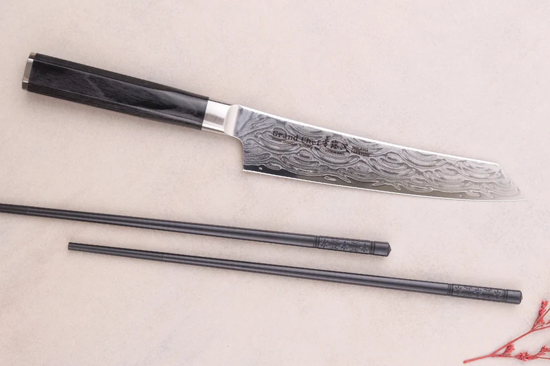Couteau kengata universel 15cm japonais Sakai Takayuki Grand Chef Seigaiha Damas 45 couches