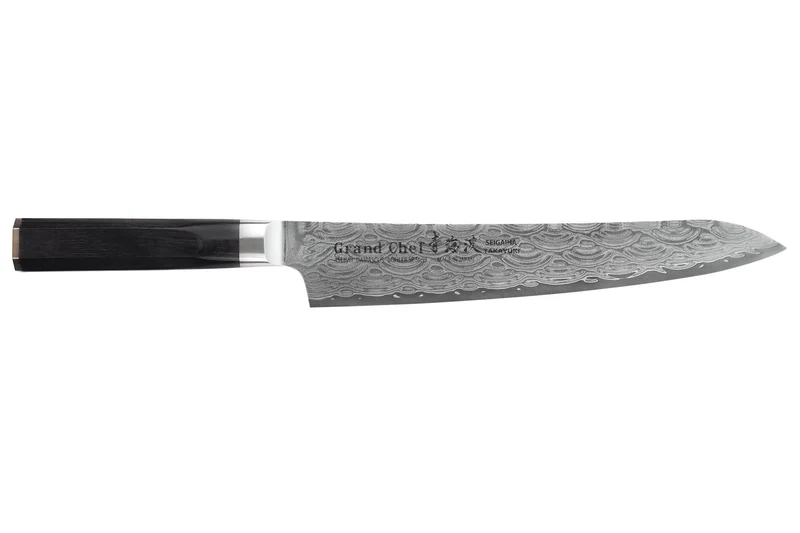 Couteau sujihiki 24cm japonais Sakai Takayuki Grand Chef Seigaiha Damas 45 couches