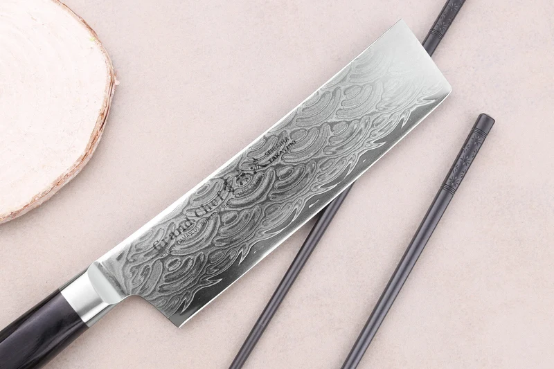Couteau nakiri 16cm japonais Sakai Takayuki Grand Chef Seigaiha Damas 45 couches