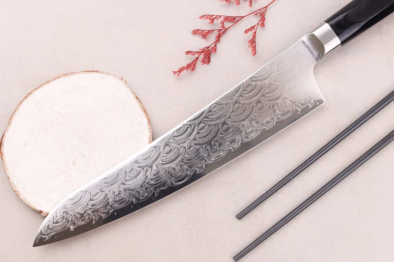 Couteau de chef 24cm japonais Sakai Takayuki Grand Chef Seigaiha Damas 45 couches