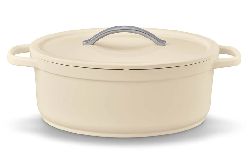 Cocotte ovale Beka Plume en aluminium 31cm - Beige