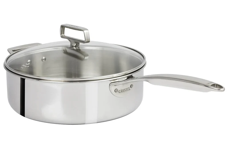 Sauteuse Cristel Castel'Pro en acier inoxydable 18/10 5 ply poignée fixe + couvercle en verre