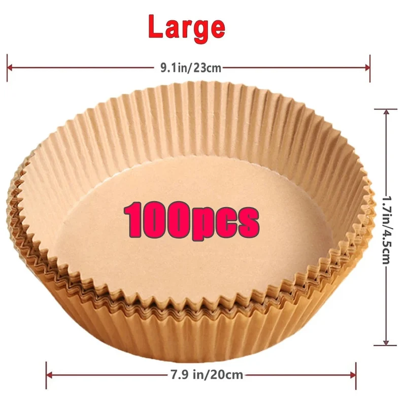 Papiers Cuisson Air Fryer, 100/50 Pièces, 16cm, Ronds, Blancs/Brun : Accessoires Cuisine Ecofriendly