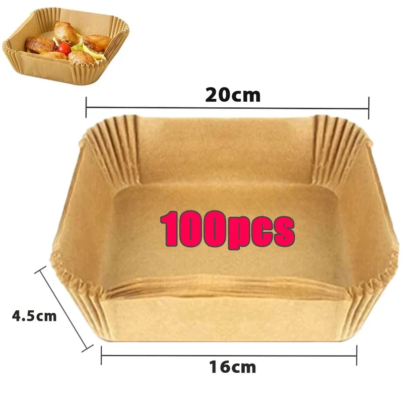 Papiers Cuisson Air Fryer, 100/50 Pièces, 16cm, Ronds, Blancs/Brun : Accessoires Cuisine Ecofriendly