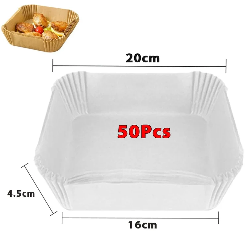 Papiers Cuisson Air Fryer, 100/50 Pièces, 16cm, Ronds, Blancs/Brun : Accessoires Cuisine Ecofriendly