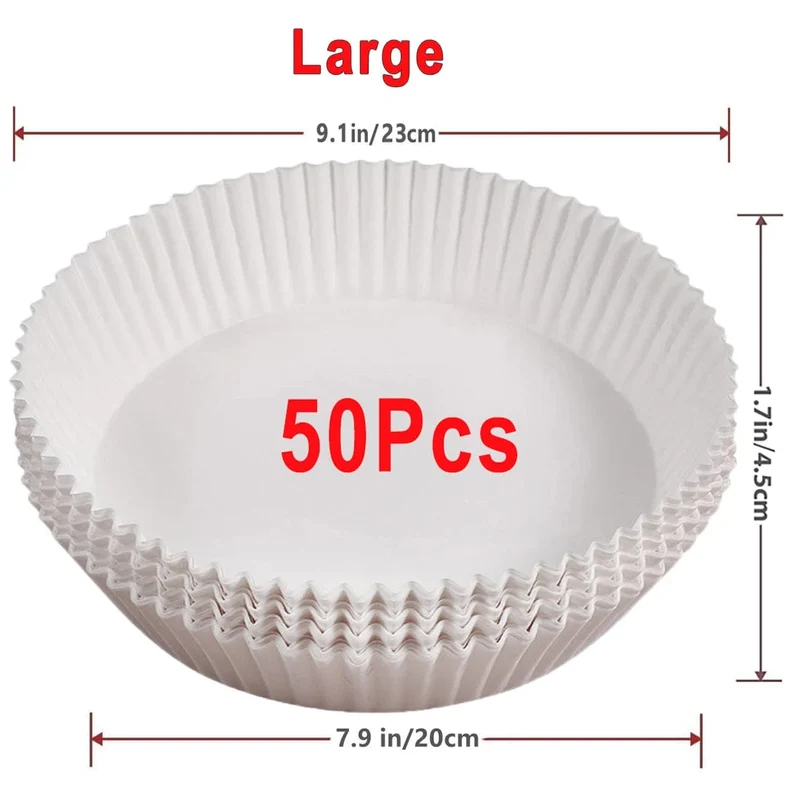 Papiers Cuisson Air Fryer, 100/50 Pièces, 16cm, Ronds, Blancs/Brun : Accessoires Cuisine Ecofriendly