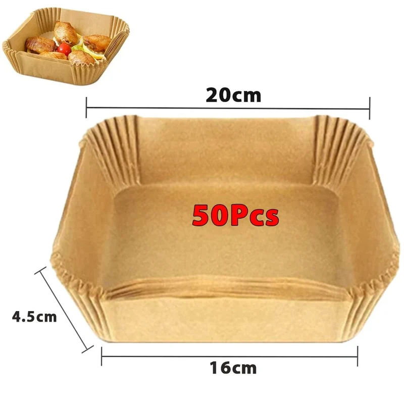 Papiers Cuisson Air Fryer, 100/50 Pièces, 16cm, Ronds, Blancs/Brun : Accessoires Cuisine Ecofriendly
