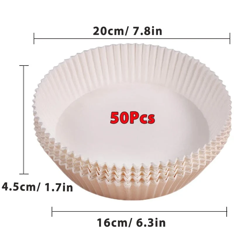 Papiers Cuisson Air Fryer, 100/50 Pièces, 16cm, Ronds, Blancs/Brun : Accessoires Cuisine Ecofriendly