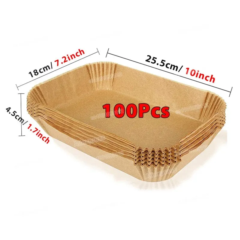 Papiers Cuisson Air Fryer, 100/50 Pièces, 16cm, Ronds, Blancs/Brun : Accessoires Cuisine Ecofriendly