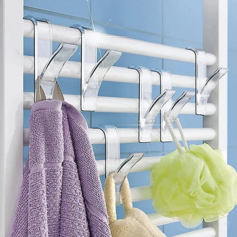 Organisateur de rangement pour radiateur de salle de bain blanc transparent - Coat Hook Eco-Friendly