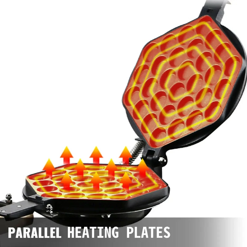 Gaufrier Bubble Waffle Électrique 1400 W en Inox – Plaque Rotative 180° et Minuterie